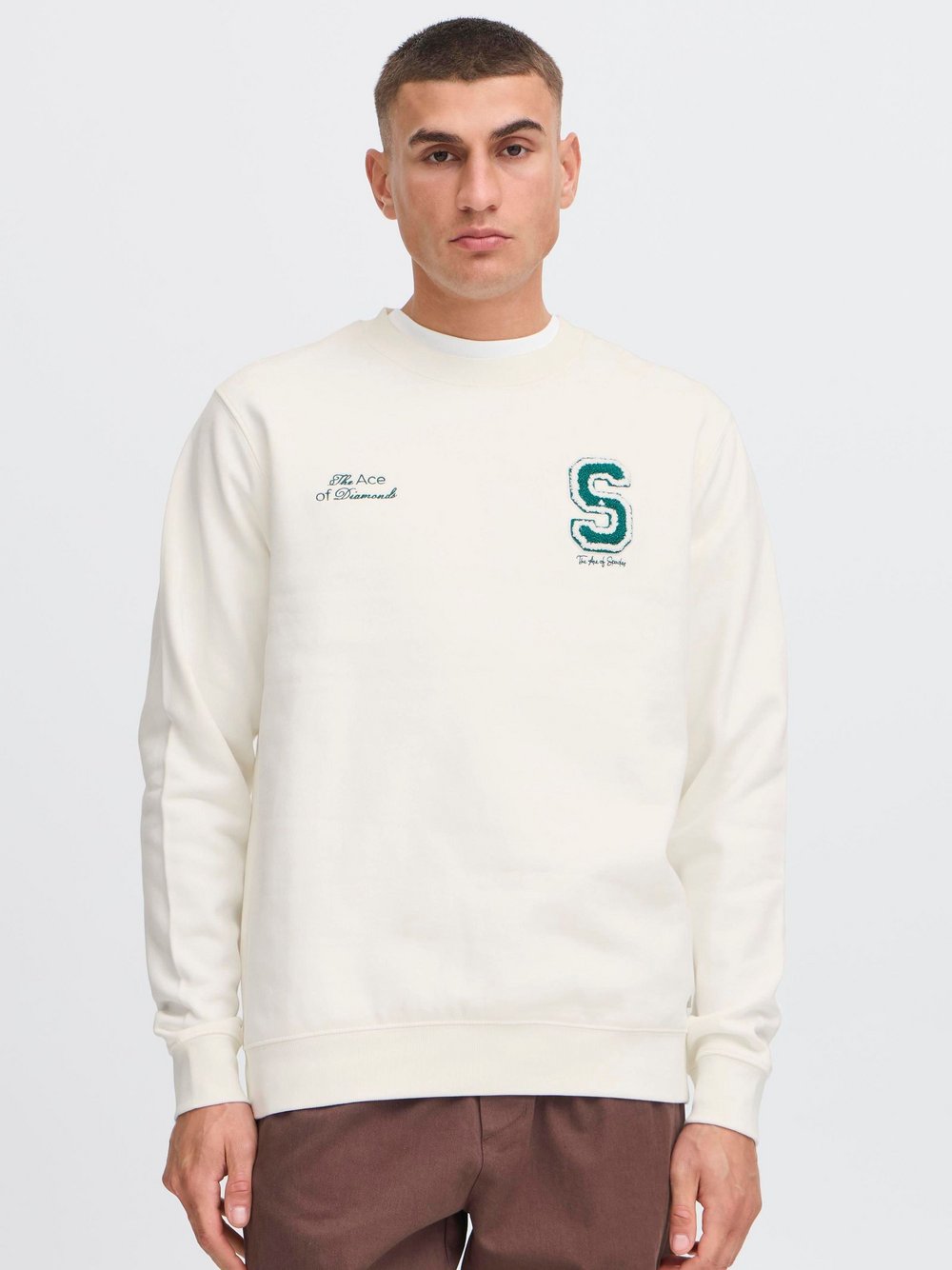 Thumbnail - Solid Sweater Herren Baumwolle weiß, S