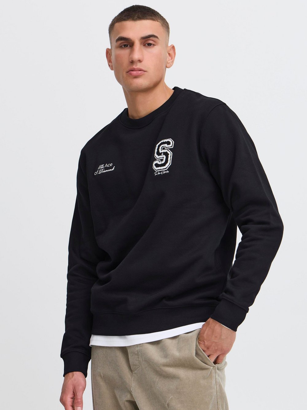 Thumbnail - Solid Sweater Herren Baumwolle schwarz, M