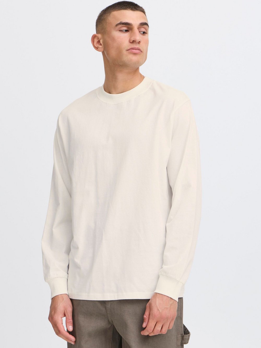 Thumbnail - Solid Langarmshirt Herren Baumwolle weiß, L