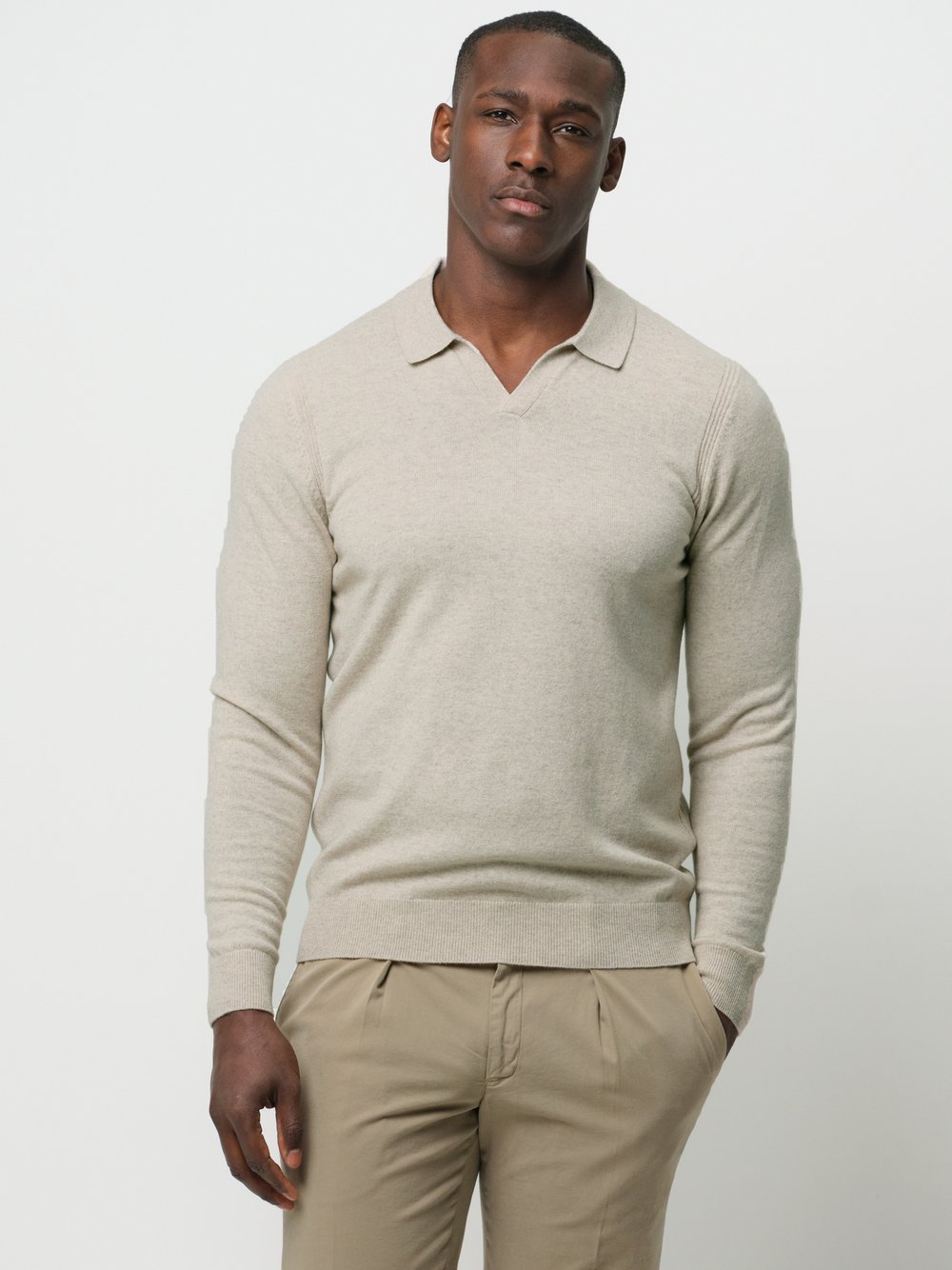 Profuomo Polo Herren Wolle beige, L