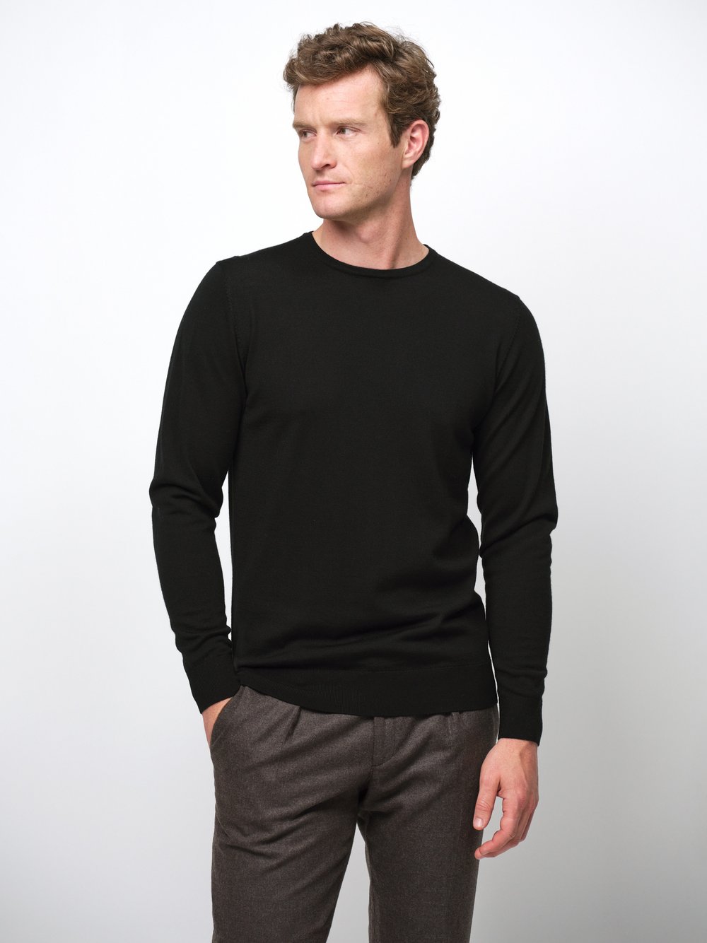 Thumbnail - Profuomo Pullover Herren Wolle schwarz, S
