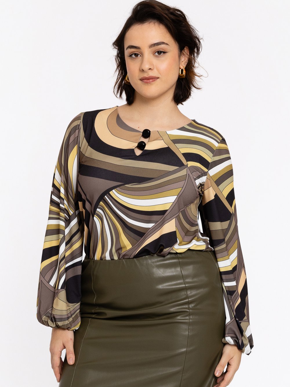 YOEK Blusenshirt Damen mehrfarbig bedruckt, 38-40