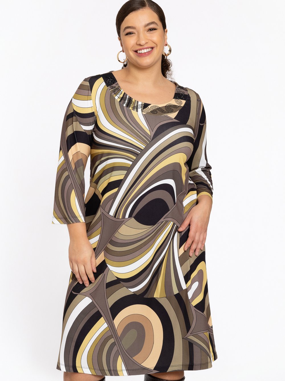 Thumbnail - YOEK Kleid Damen mehrfarbig bedruckt, 42-44