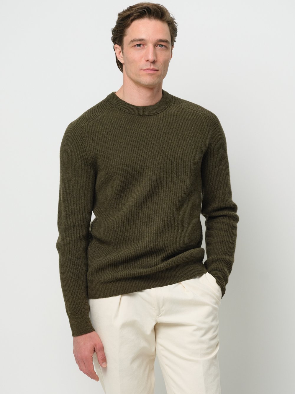 Profuomo Pullover Herren Wolle grün, XXL