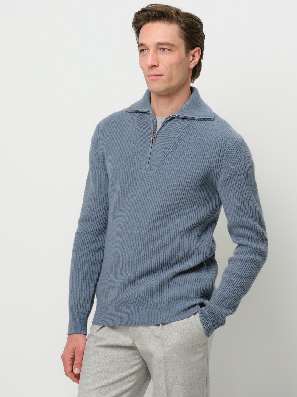 Thumbnail - Profuomo Troyer Herren Wolle blau, XXL