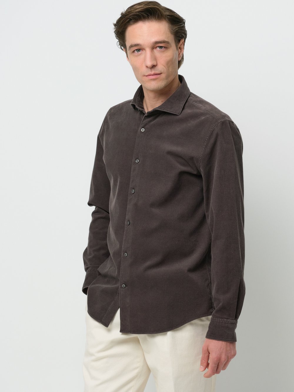 Profuomo Hemd Herren Slim Fit Baumwolle braun, XL