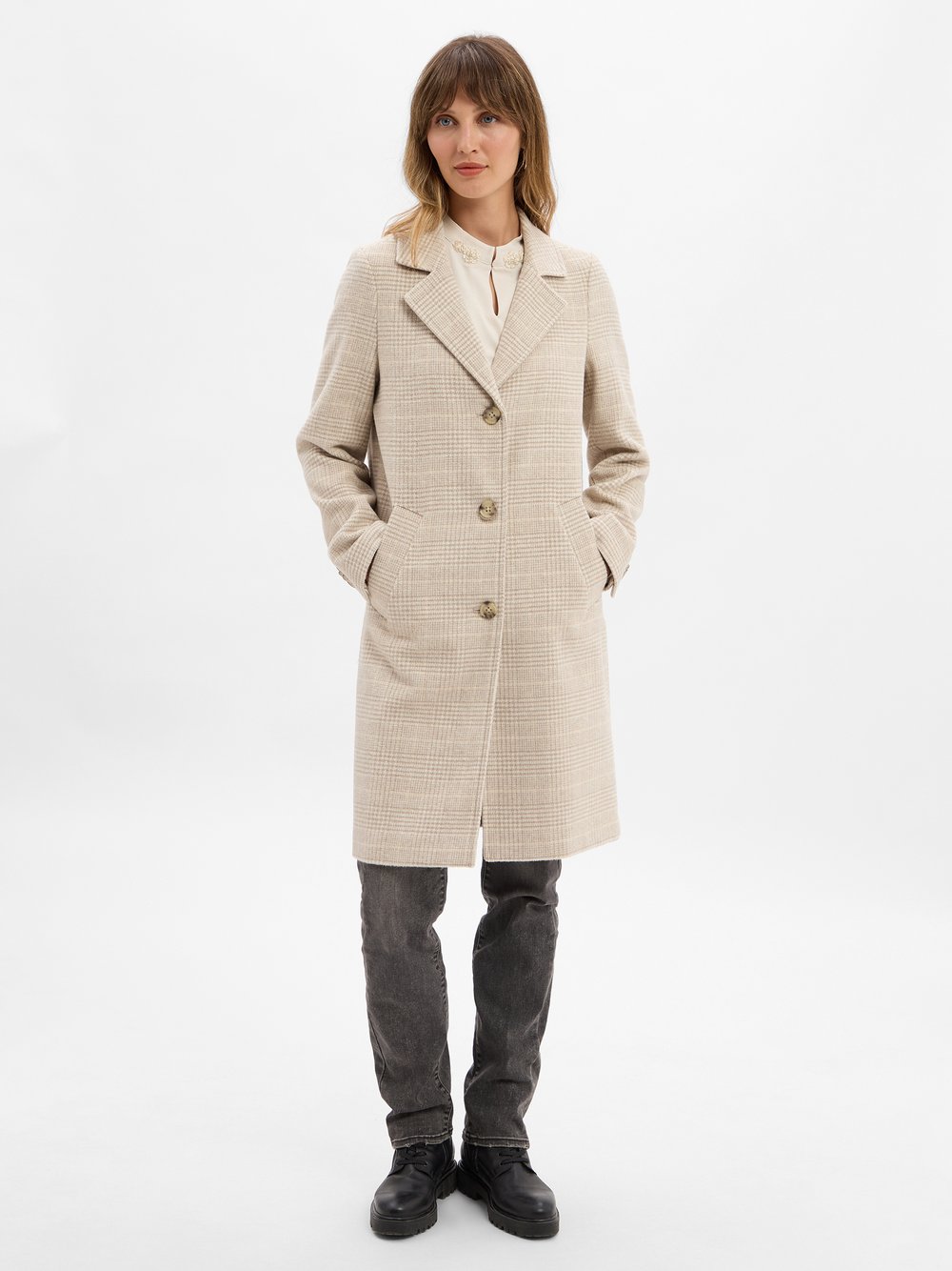 s.Oliver Wintermantel Damen beige kariert, 34