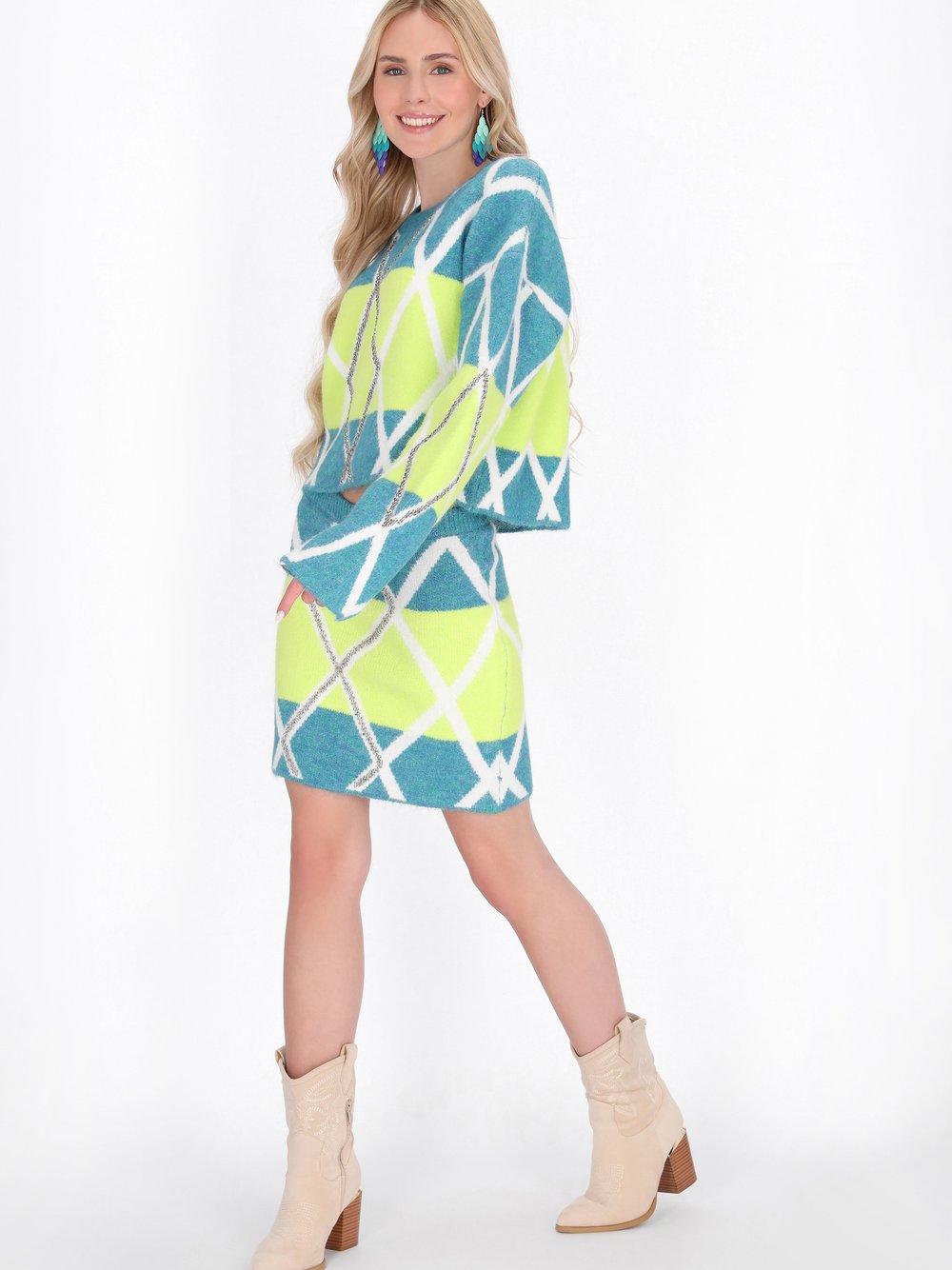 IZIA Pullover Damen mehrfarbig gemustert, XL/XXL