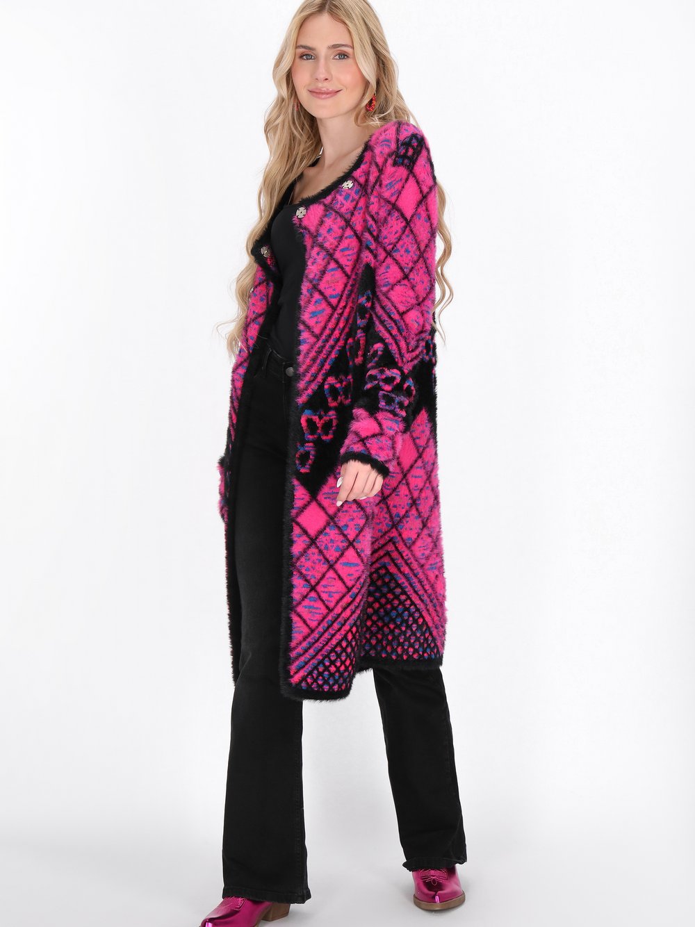 IZIA Strickjacke Damen Polyamid mehrfarbig gemustert, M/L