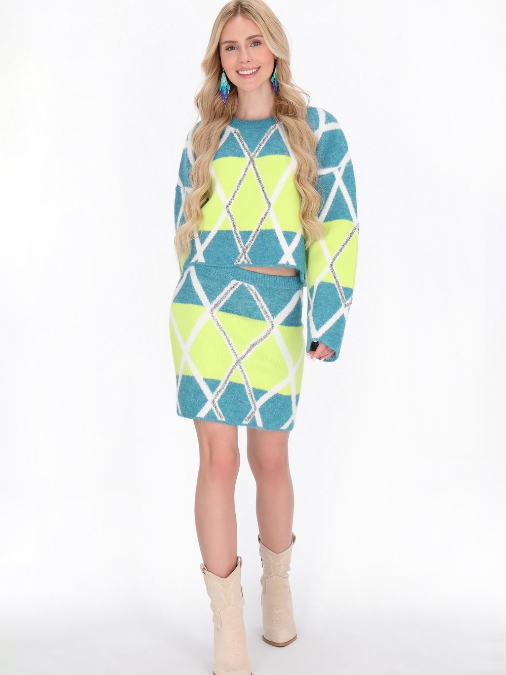 IZIA Rock Damen mehrfarbig gemustert, XL/XXL