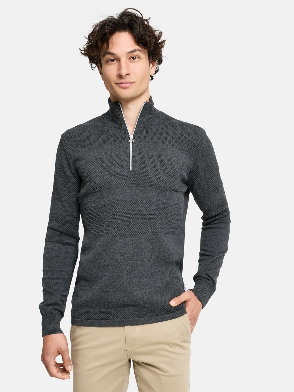 Thumbnail - Kronstadt Strickpullover Herren Baumwolle grau, XXL