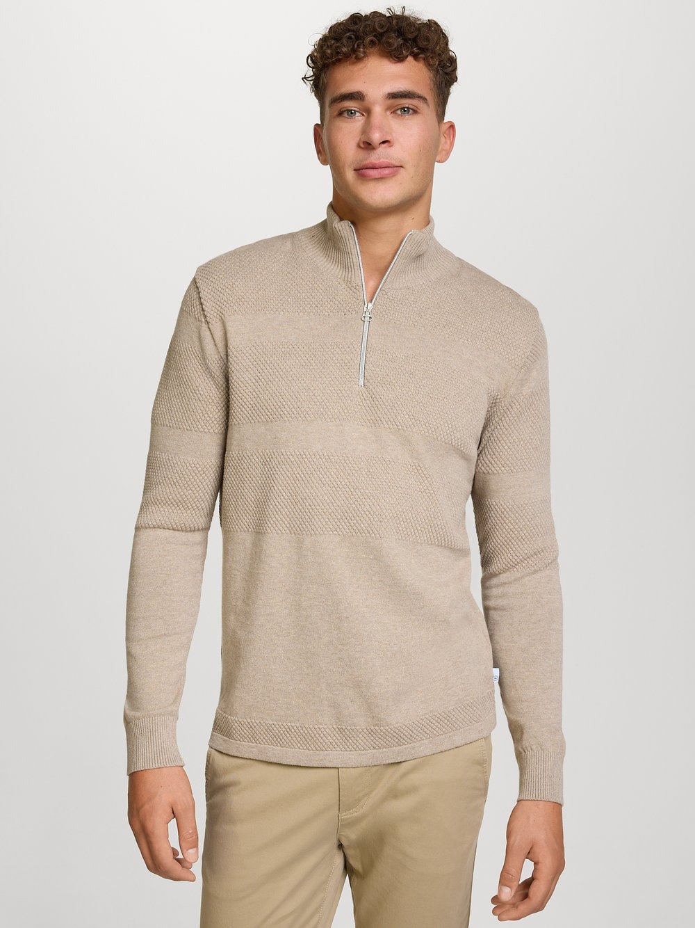 Thumbnail - Kronstadt Strickpullover Herren Baumwolle beige, M