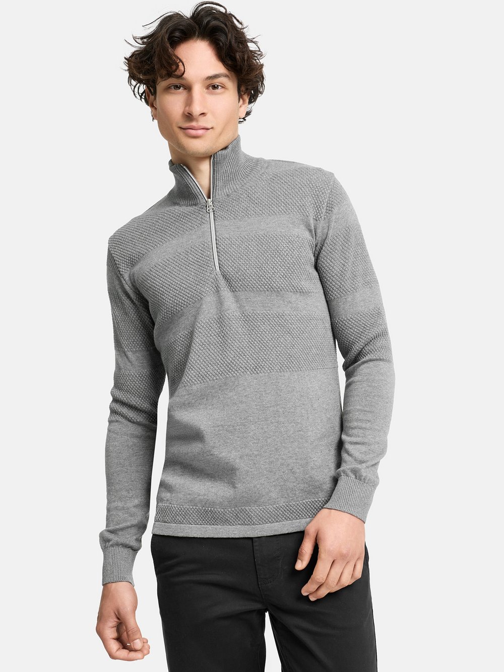 Thumbnail - Kronstadt Strickpullover Herren Baumwolle grau, L