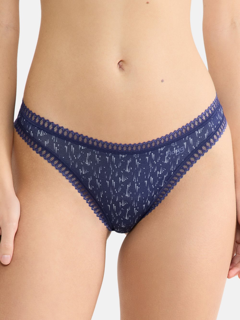 Thumbnail - sloggi String Damen Baumwolle blau gemustert, L
