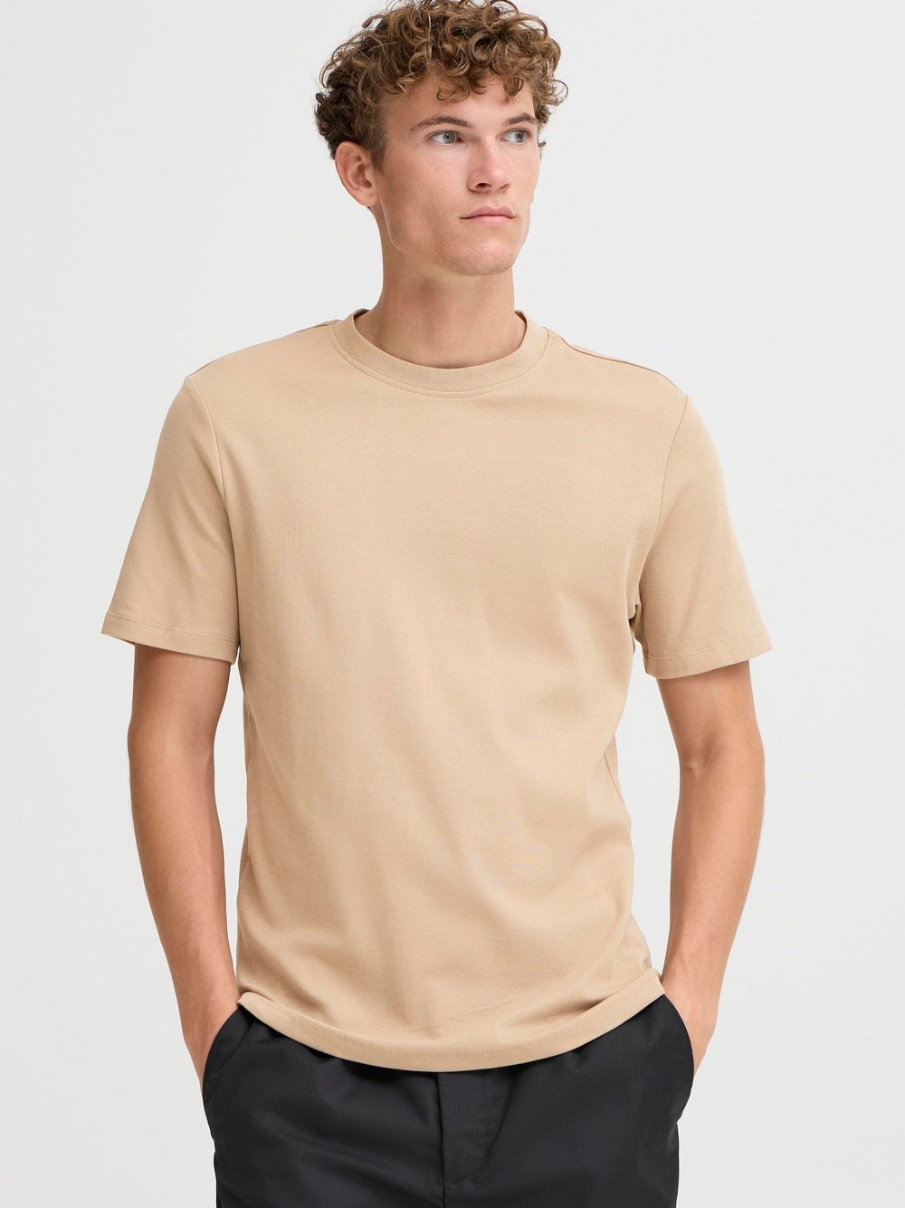 CASUAL FRIDAY Rundhalsshirt Herren Baumwolle beige, M