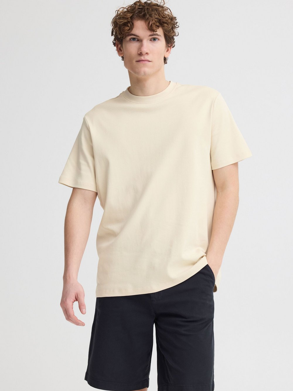 CASUAL FRIDAY Rundhalsshirt Herren Baumwolle beige, M