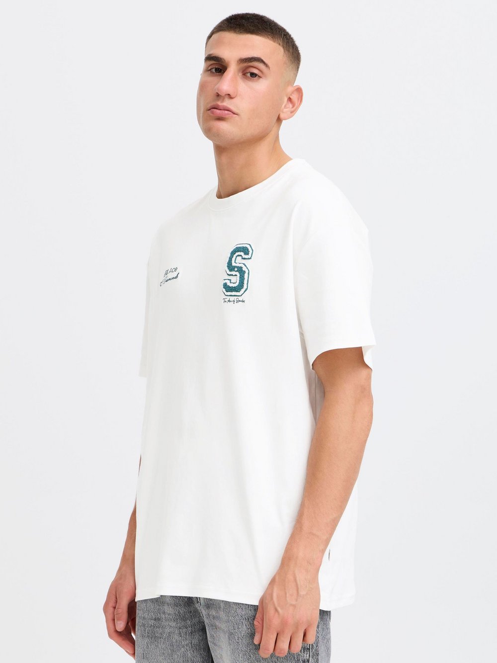 Thumbnail - Solid Rundhalsshirt Herren Baumwolle weiß, XXL