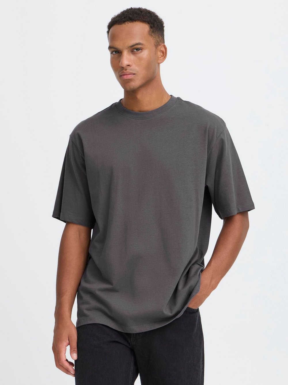 BLEND Rundhalsshirt Herren Baumwolle grau, S