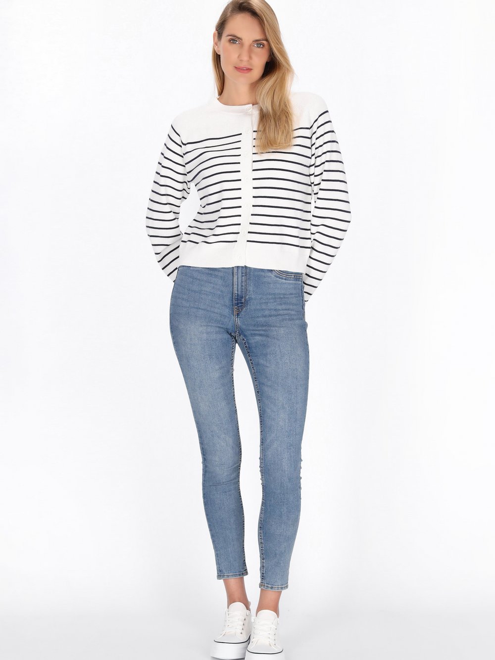 Usha Strickjacke Damen Viskose mehrfarbig gestreift, M/L