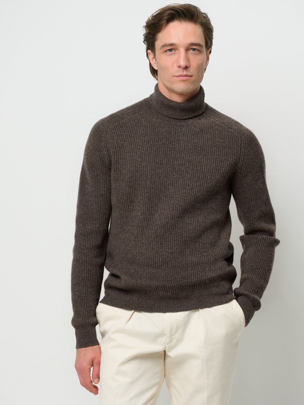 Thumbnail - Profuomo Rollkragenpullover Herren Wolle braun, S