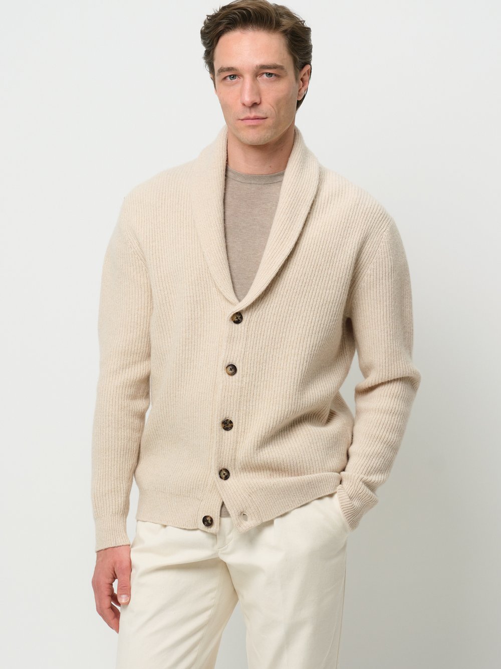 Profuomo Strickjacke Herren Wolle weiß, M