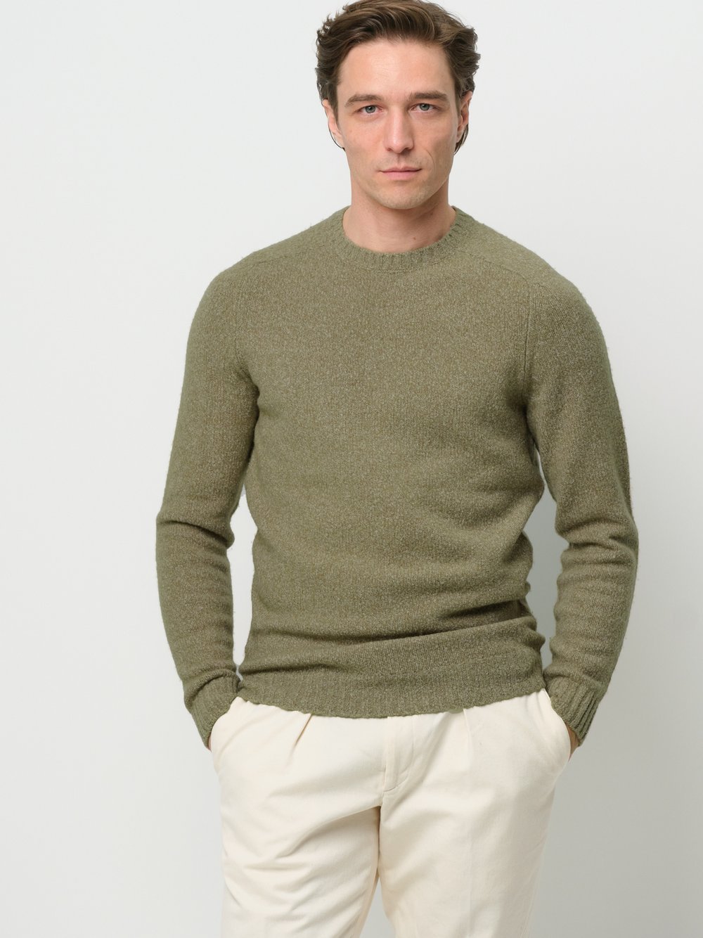 Thumbnail - Profuomo Pullover Herren Wolle grün, XL