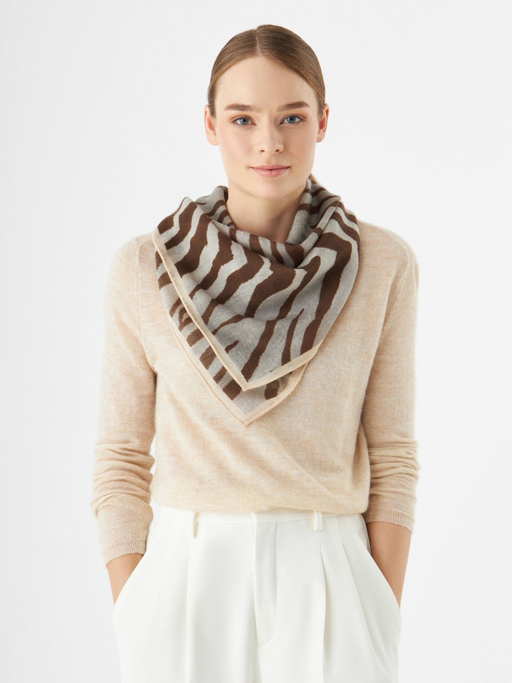 Thumbnail - Codello Tuch Damen Wolle grau bedruckt, ONE SIZE