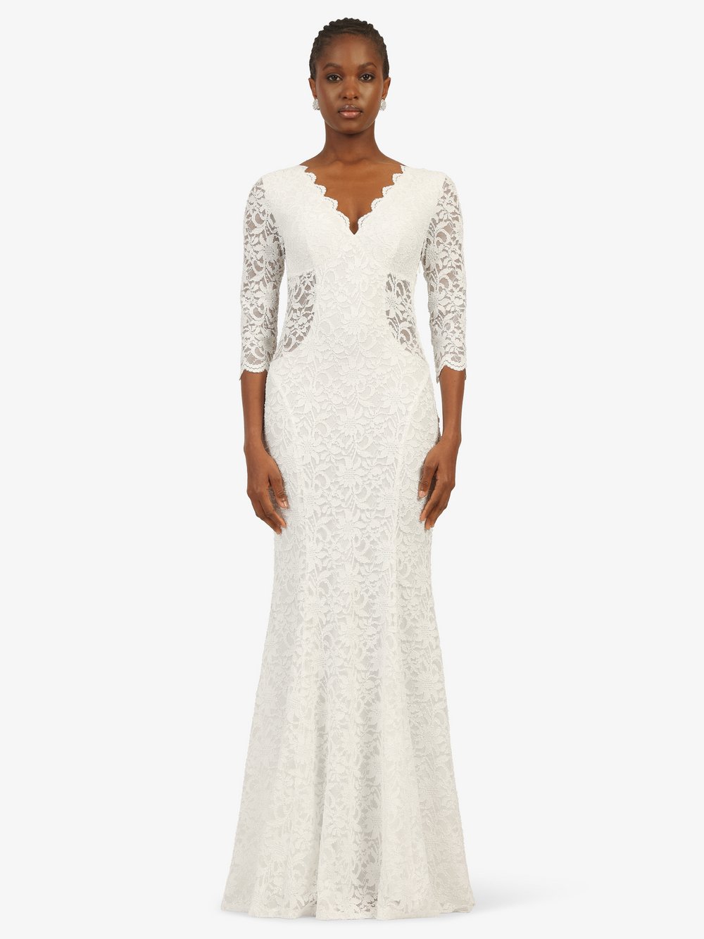 Kraimod Abendkleid Damen weiß gemustert, 42