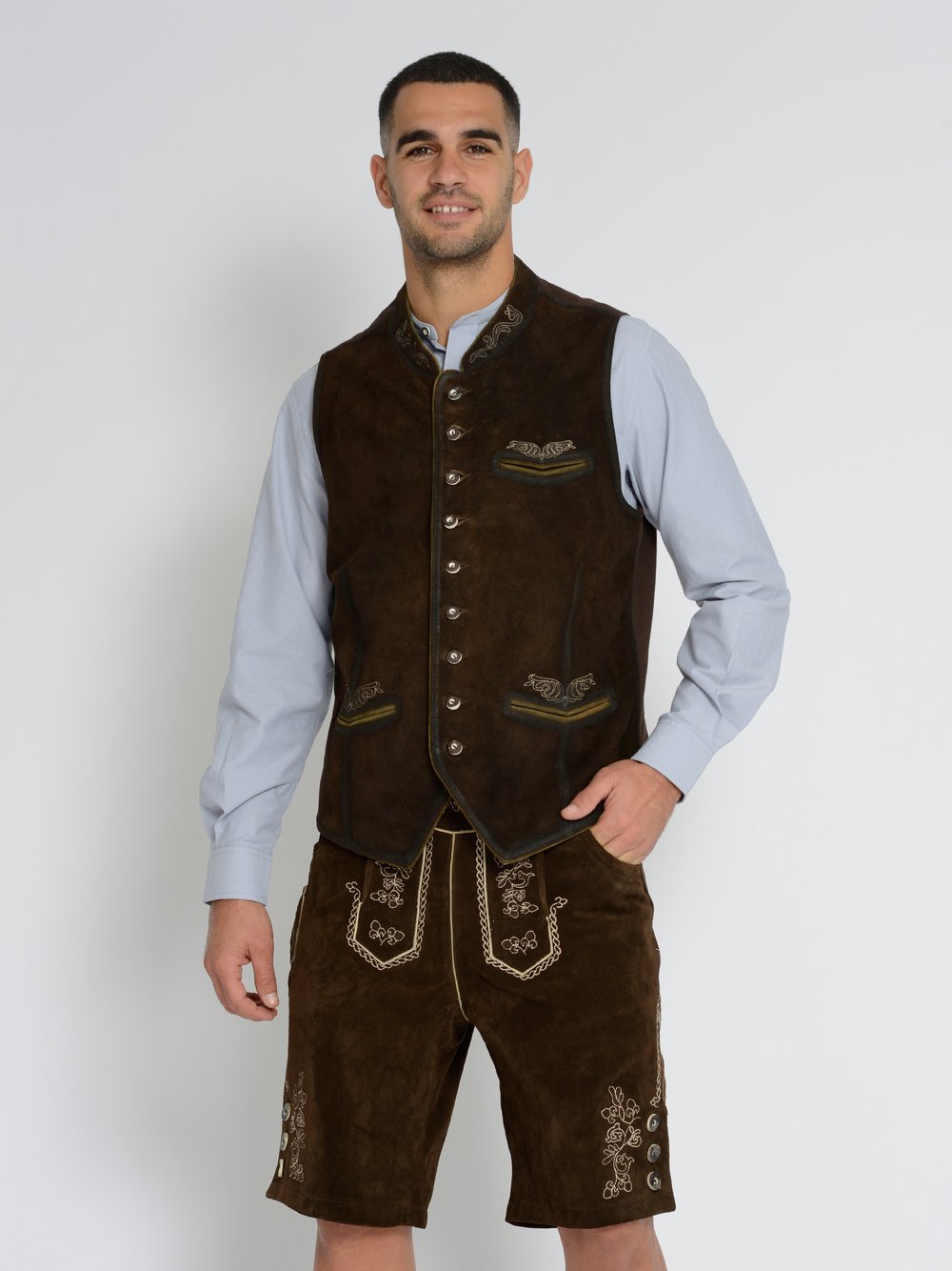 JCC Trachtenweste Herren Leder braun, 46