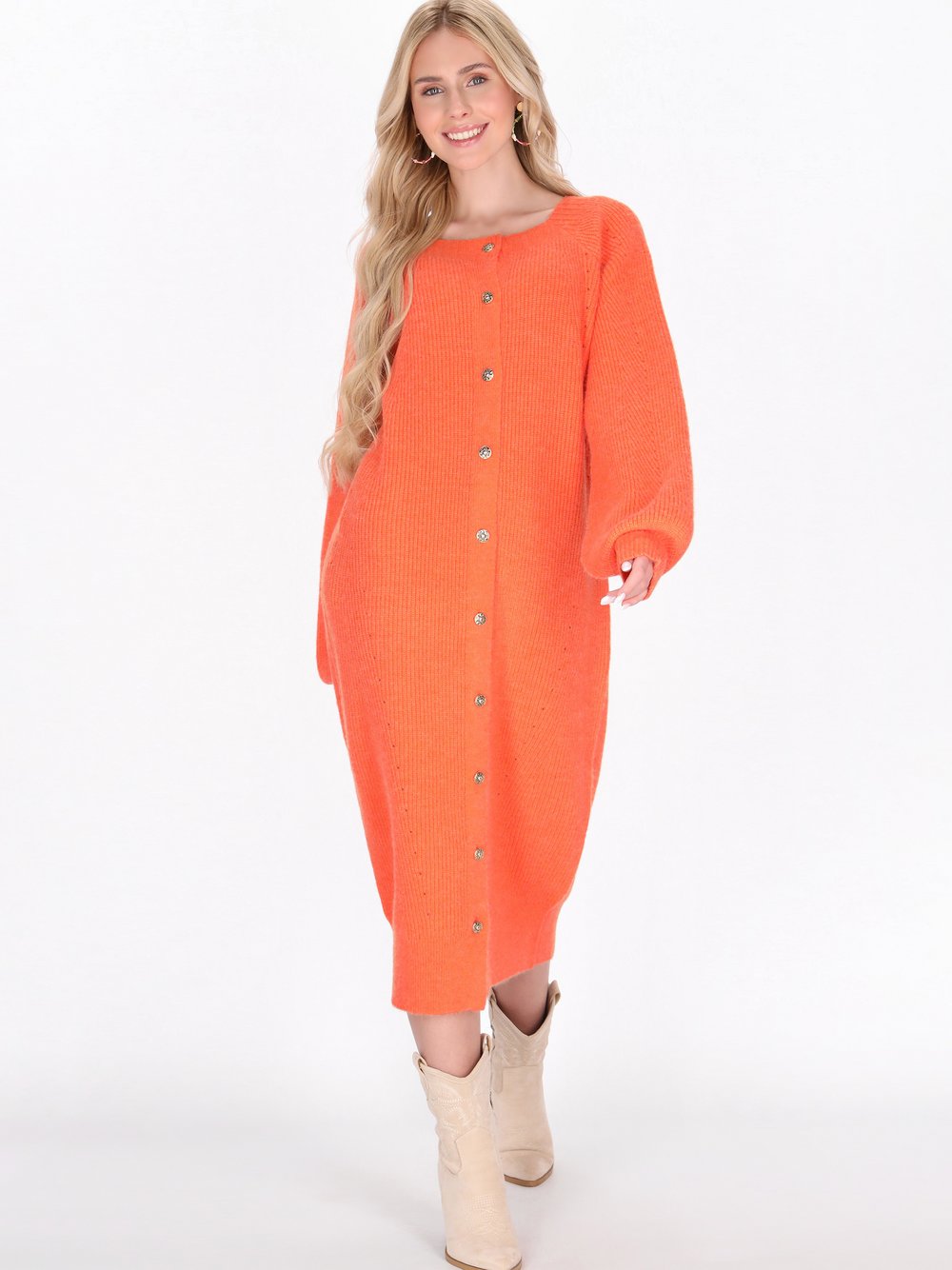 Thumbnail - IZIA Strickjacke Damen orange, M/L