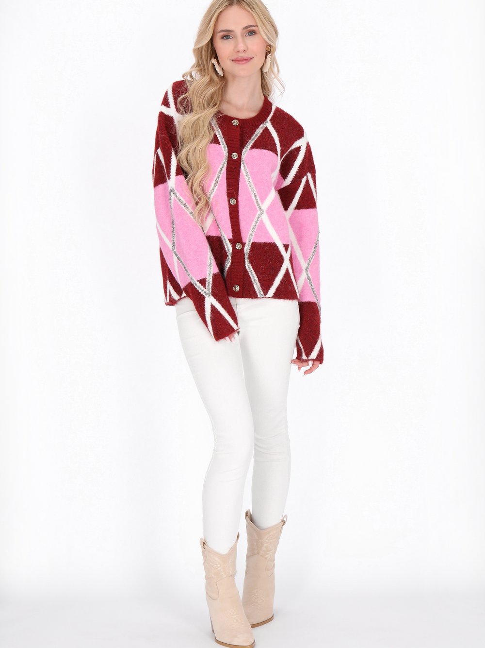 IZIA Strickjacke Damen mehrfarbig gemustert, M/L