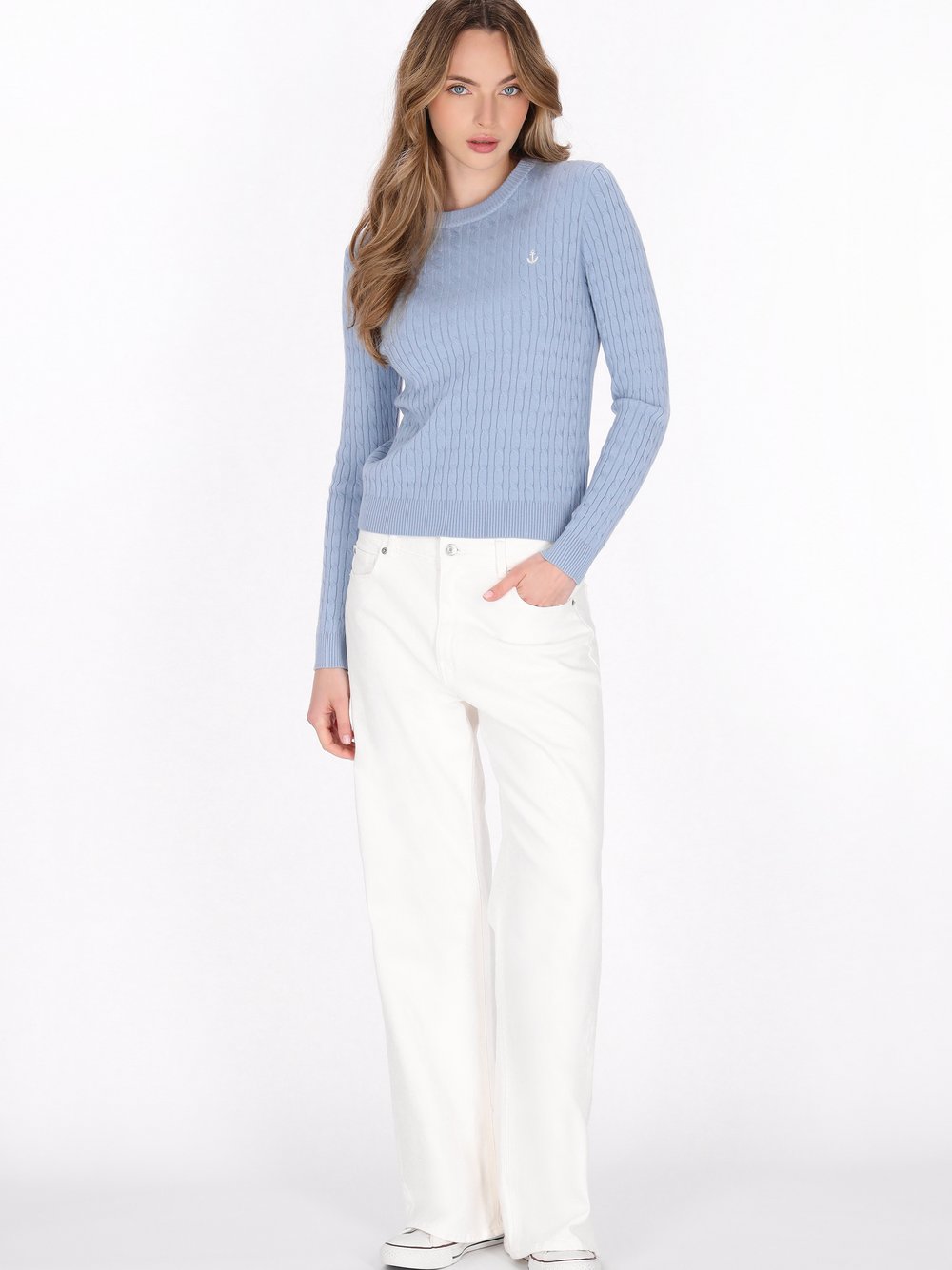 Dreimaster Pullover Damen Viskose blau, XL/XXL