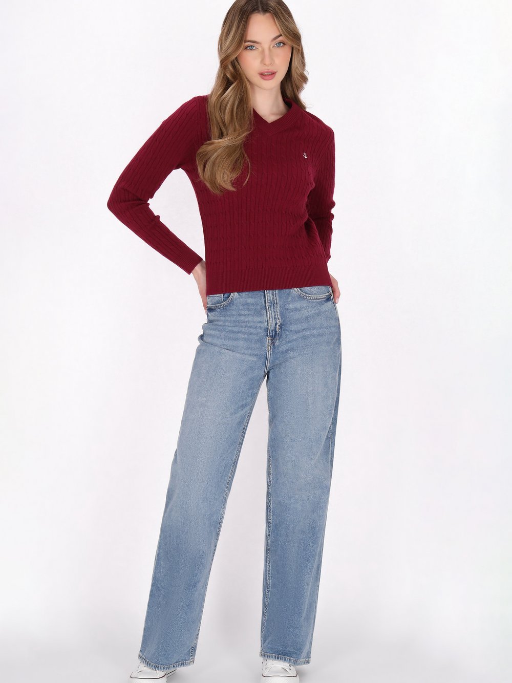 Dreimaster Pullover Damen Viskose rot, XL/XXL