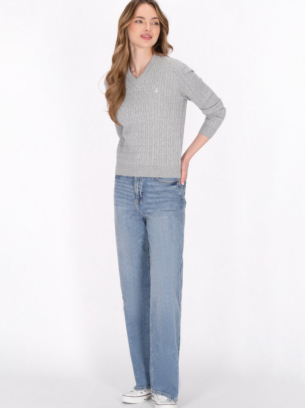 Dreimaster Pullover Damen Viskose grau, M/L