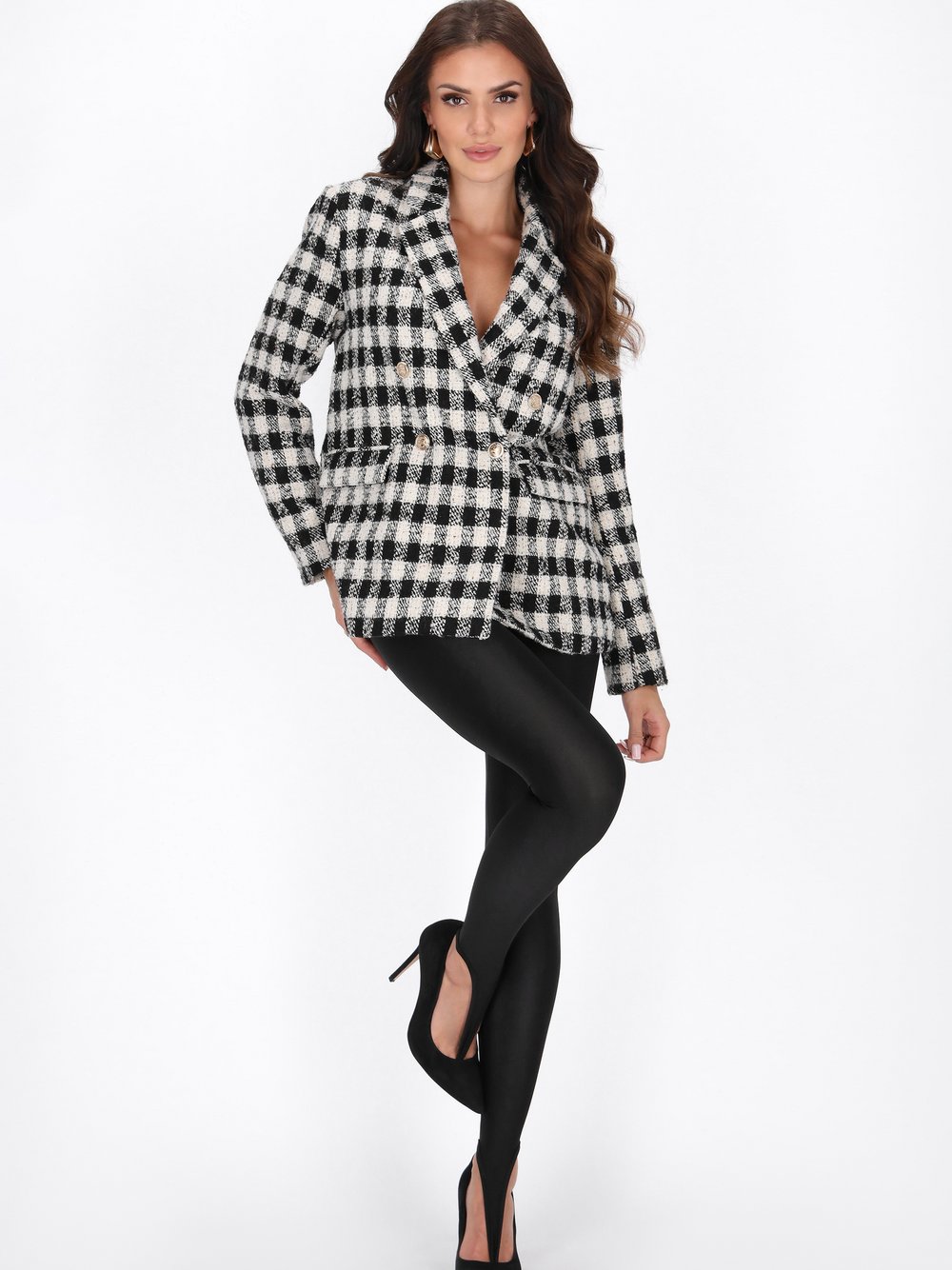 Thumbnail - Faina Jacke Damen Wolle schwarz gemustert, XL