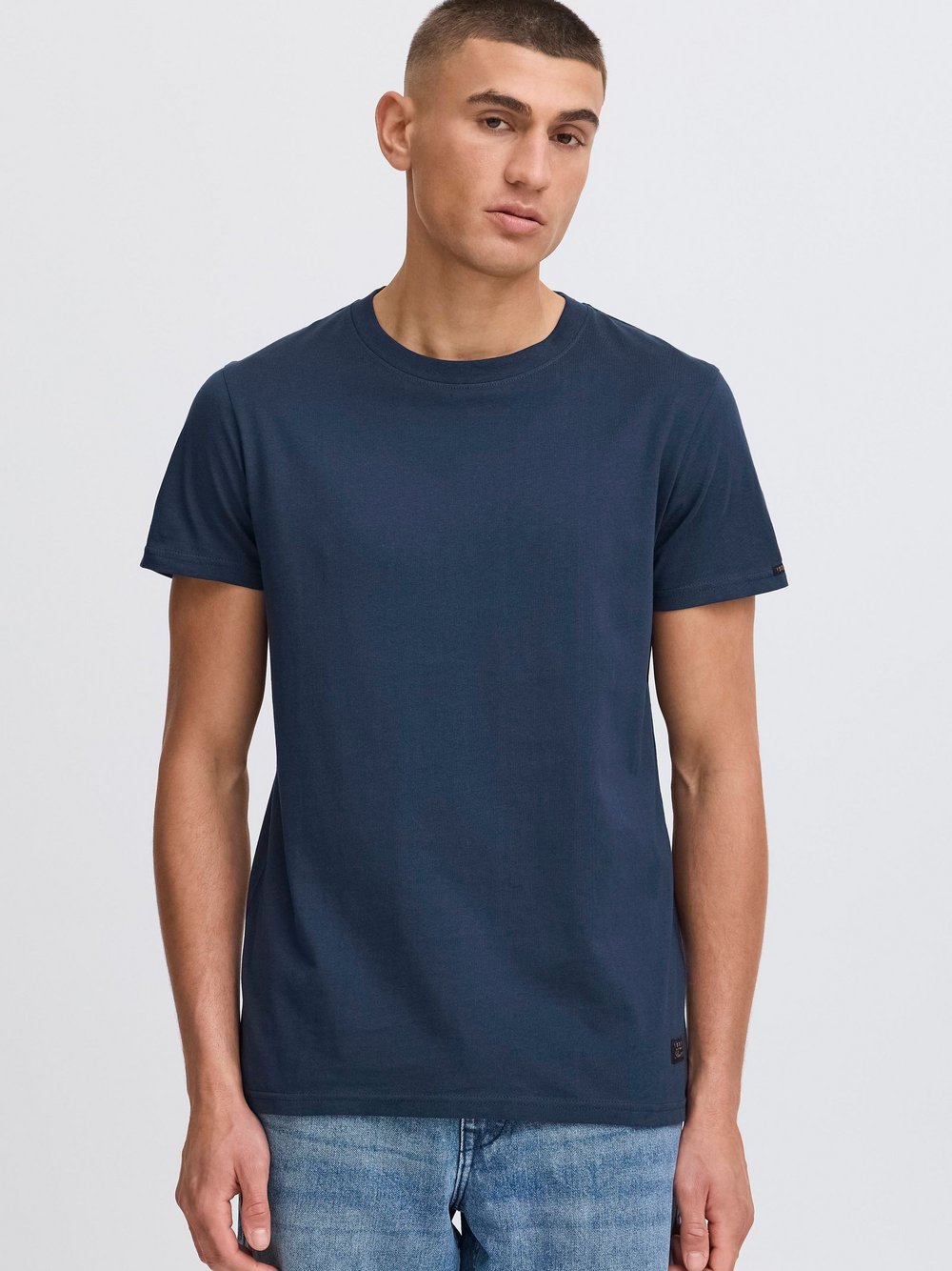 Thumbnail - Solid Rundhalsshirt Herren Baumwolle blau, XXXL