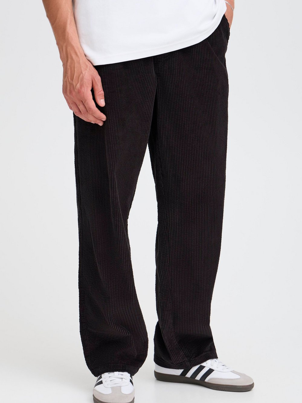Solid Chinohose Herren Baumwolle schwarz strukturiert, XXL