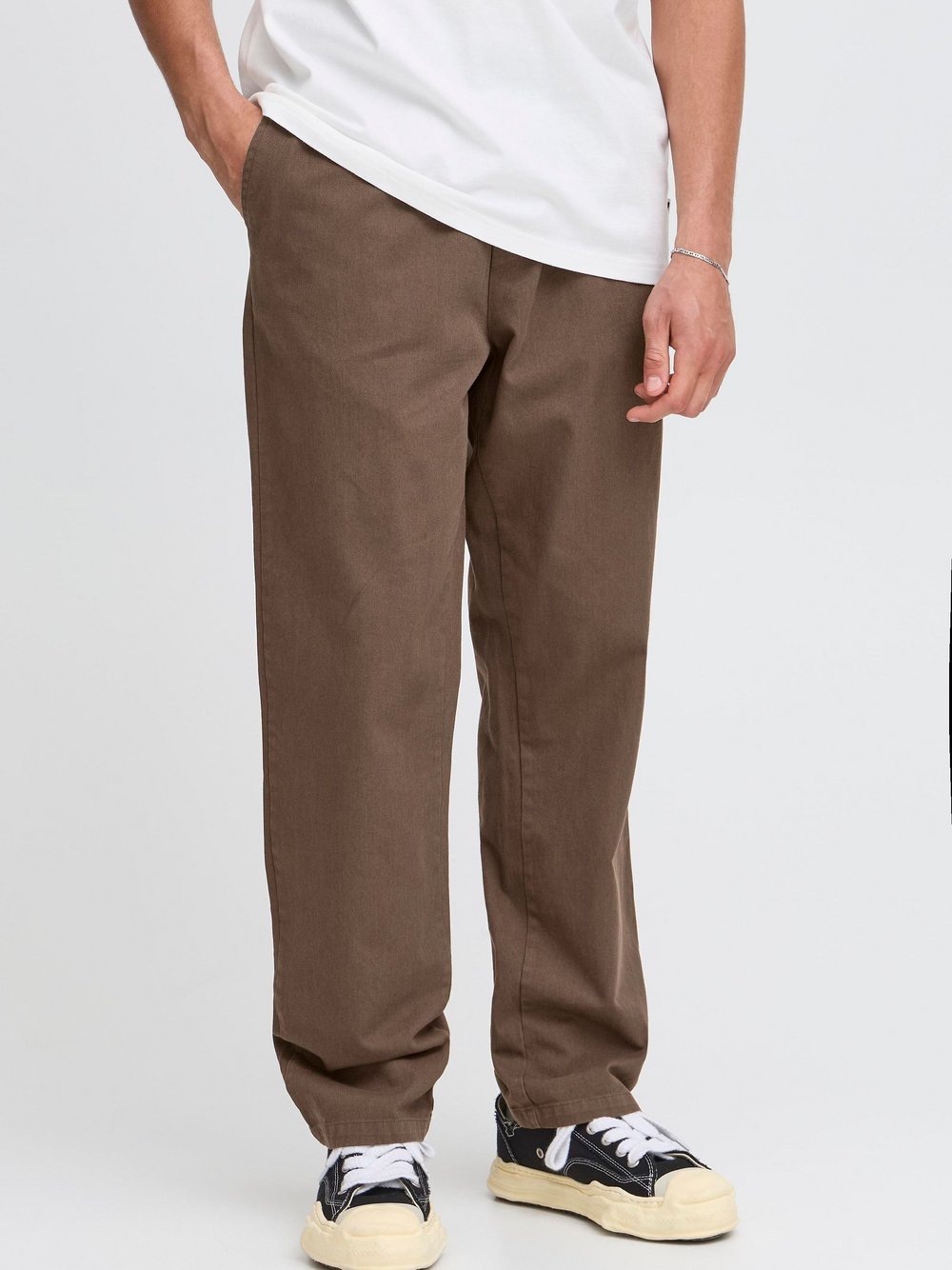 Solid Stoffhose Herren Baumwolle braun, S