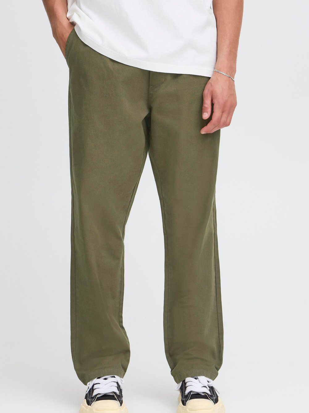 Solid Stoffhhose Herren Baumwolle grün, S