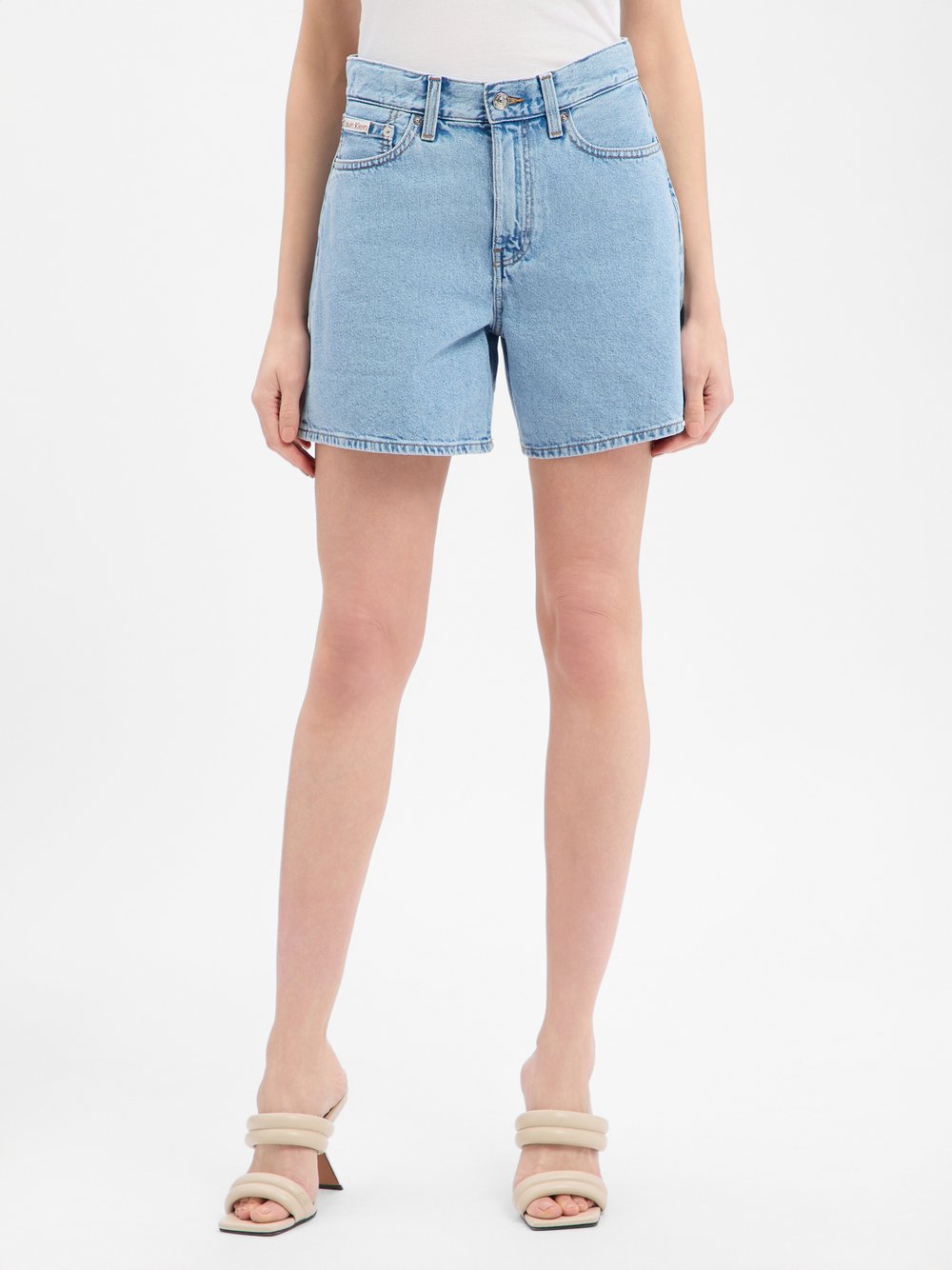 Thumbnail - Calvin Klein Jeans Jeansshort Damen Baumwolle blau meliert, 25