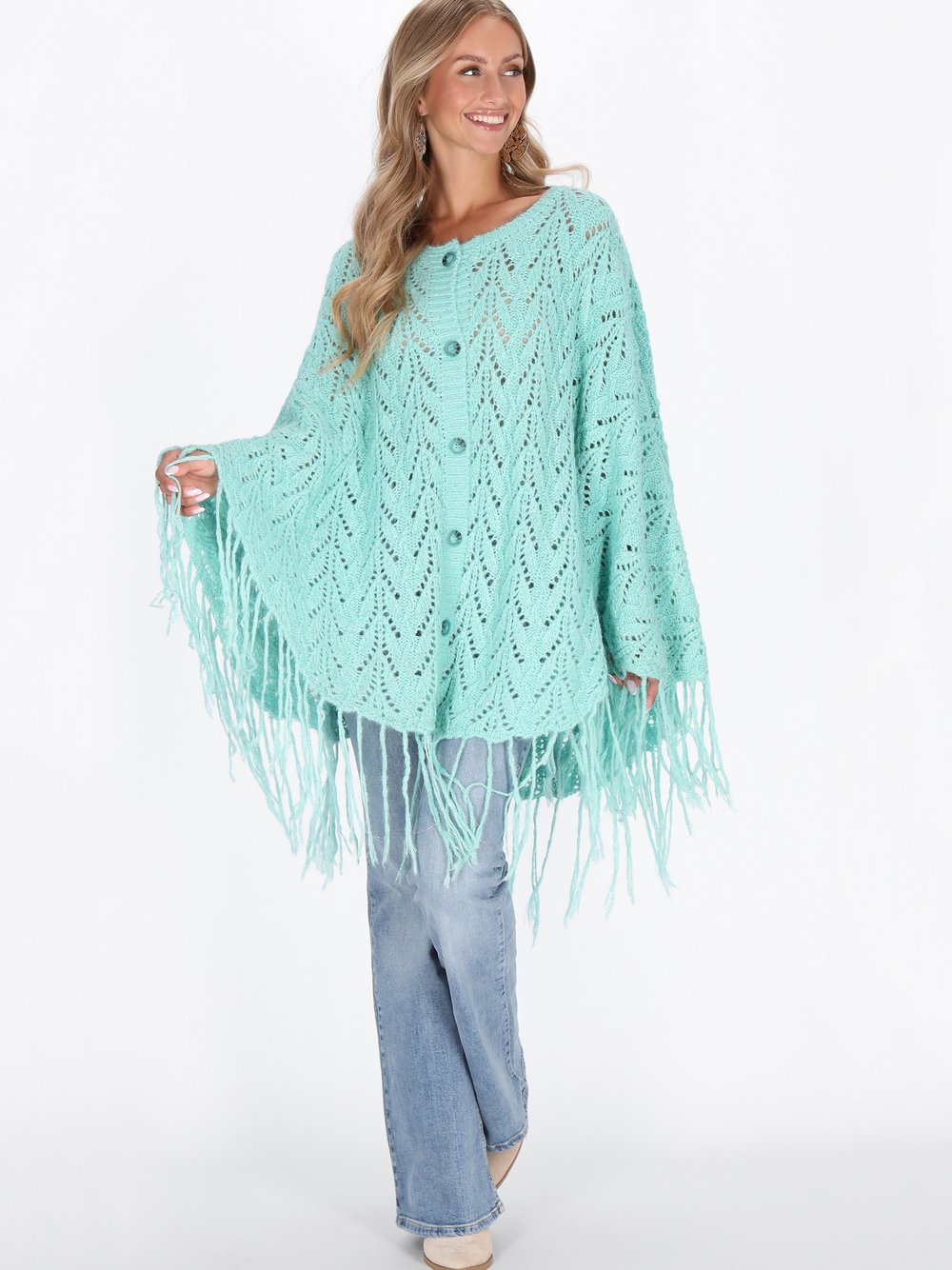 IZIA Poncho Damen grün, XS/S