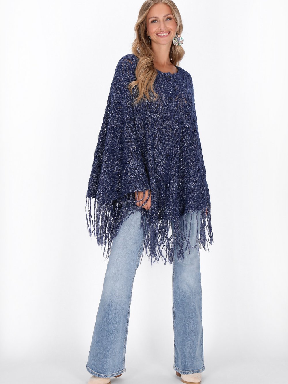 IZIA Poncho Damen blau, M/L