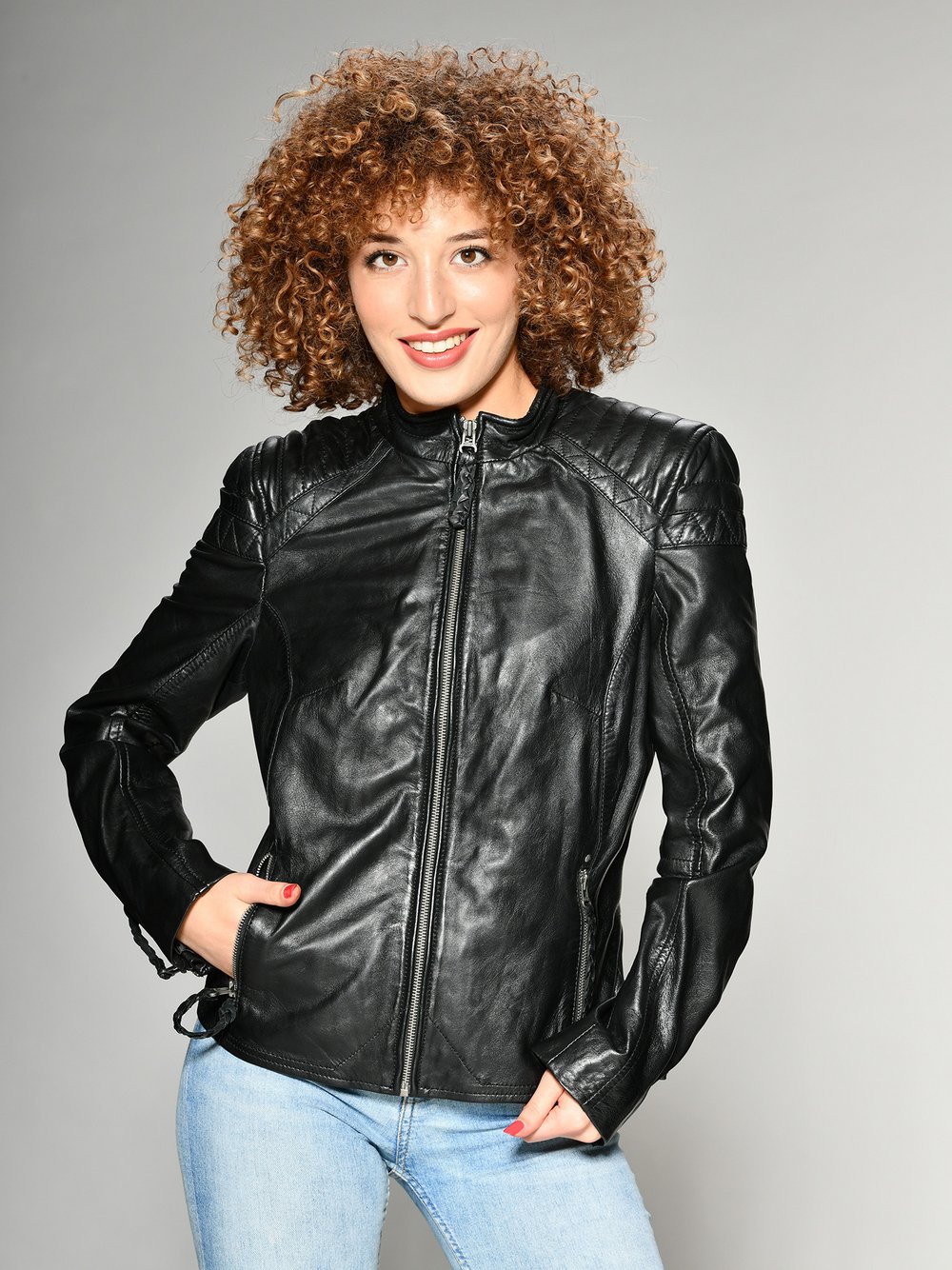 Thumbnail - Maze Lederjacke Damen schwarz, XXL