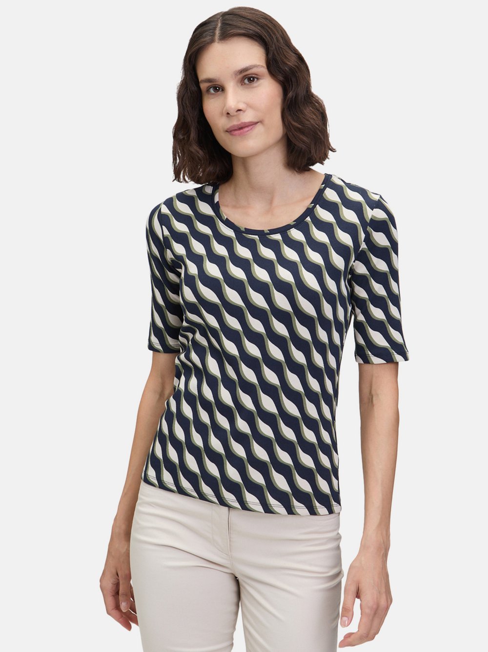 Betty Barclay Basic Shirt Damen Baumwolle blau gemustert, 36