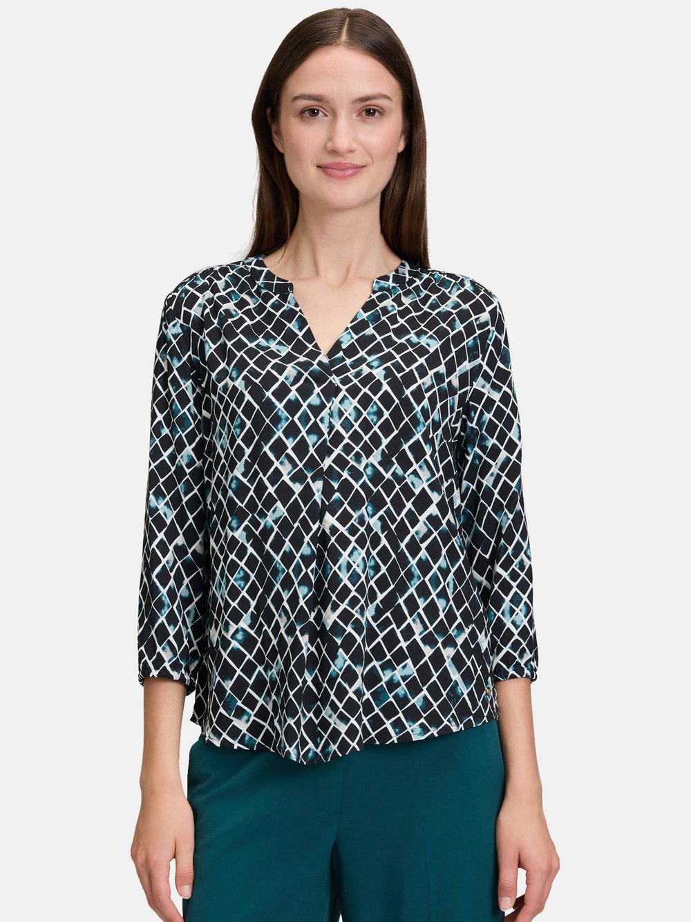 Betty & Co Schlupfbluse Damen Viskose blau gemustert, 36