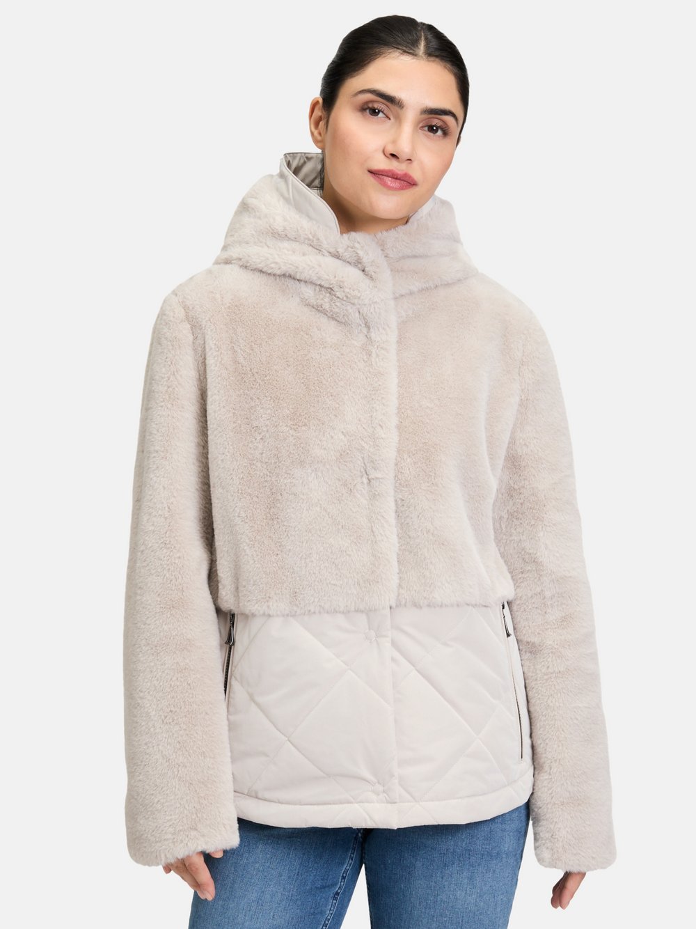 Amber & June Plüschjacke Damen grau, 38