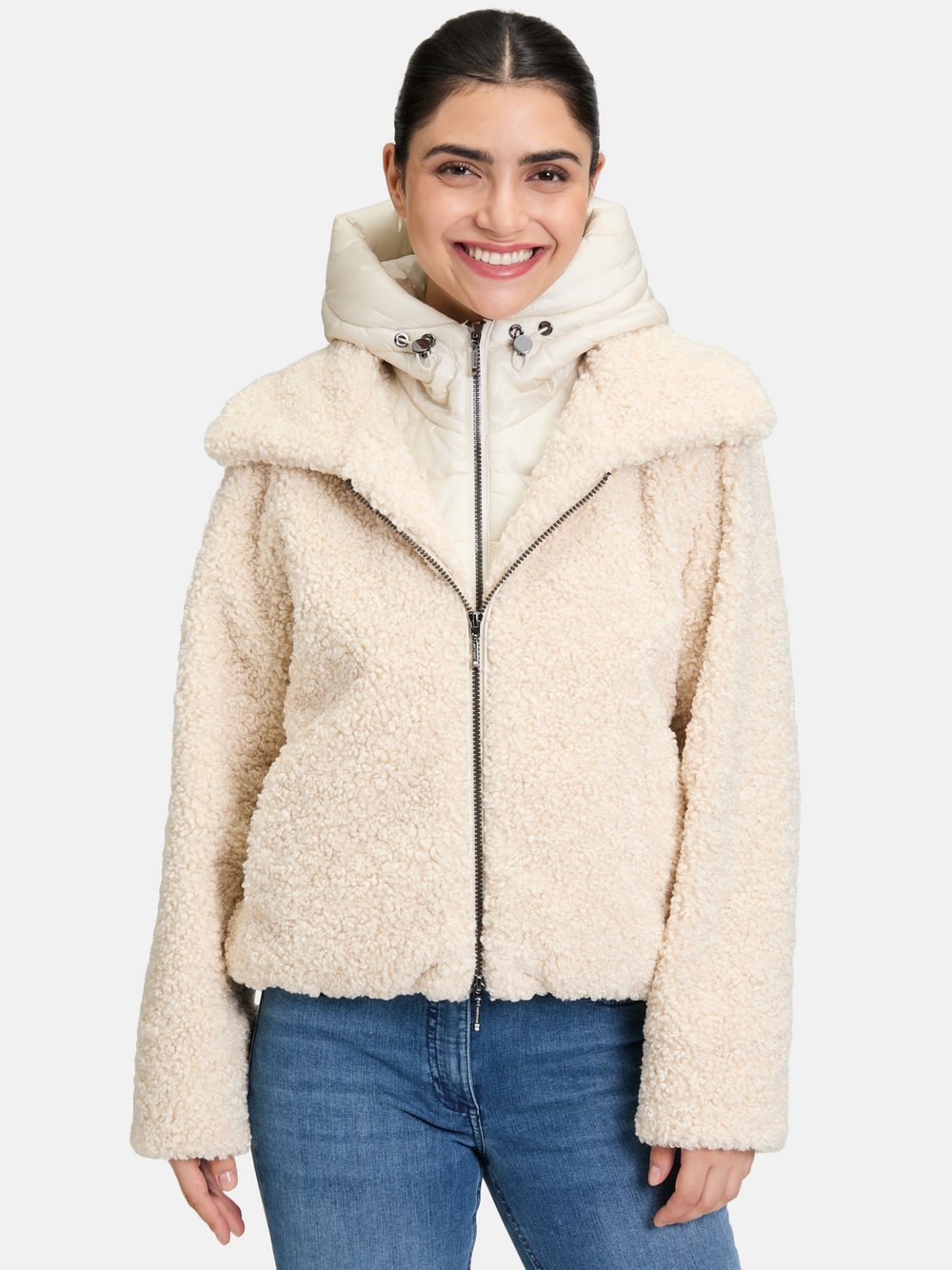 Amber & June Plüschjacke Damen beige, 44