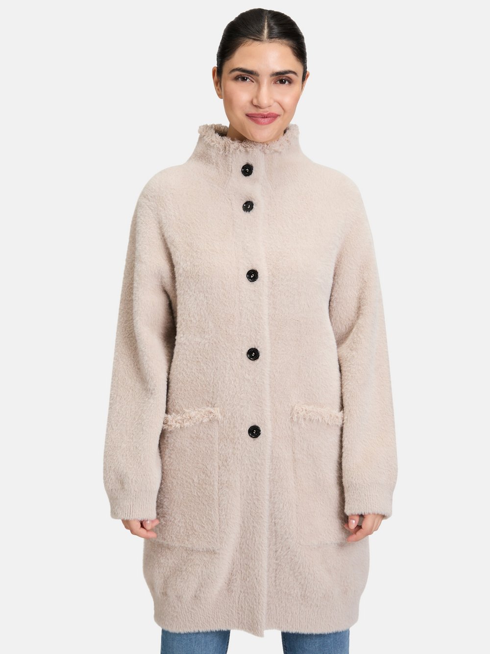 Amber & June Winter-Strickjacke Damen Polyamid beige, 34
