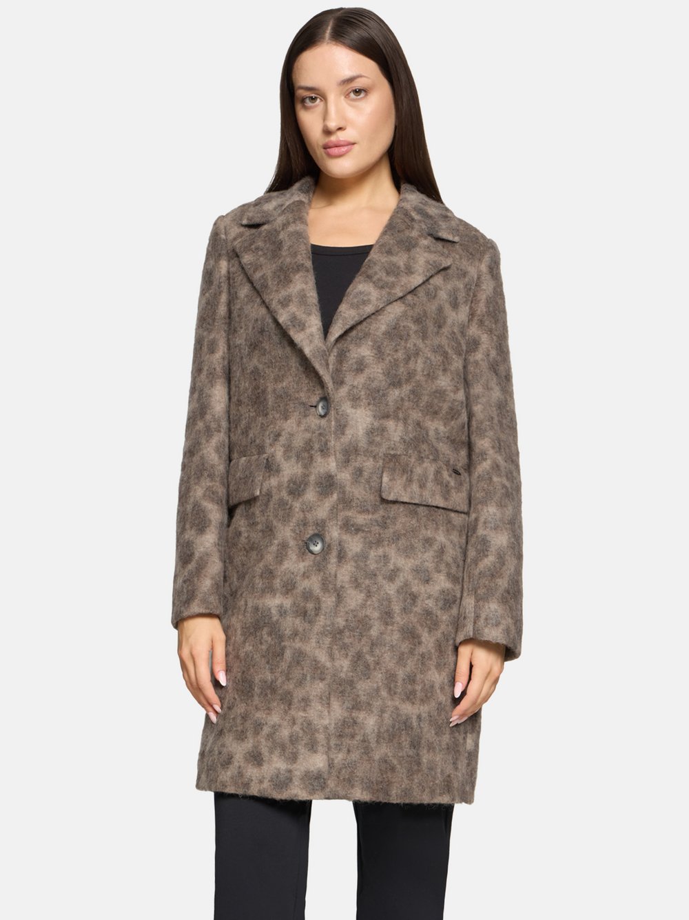 Betty & Co Wintermantel Damen Wolle beige gemustert, 38