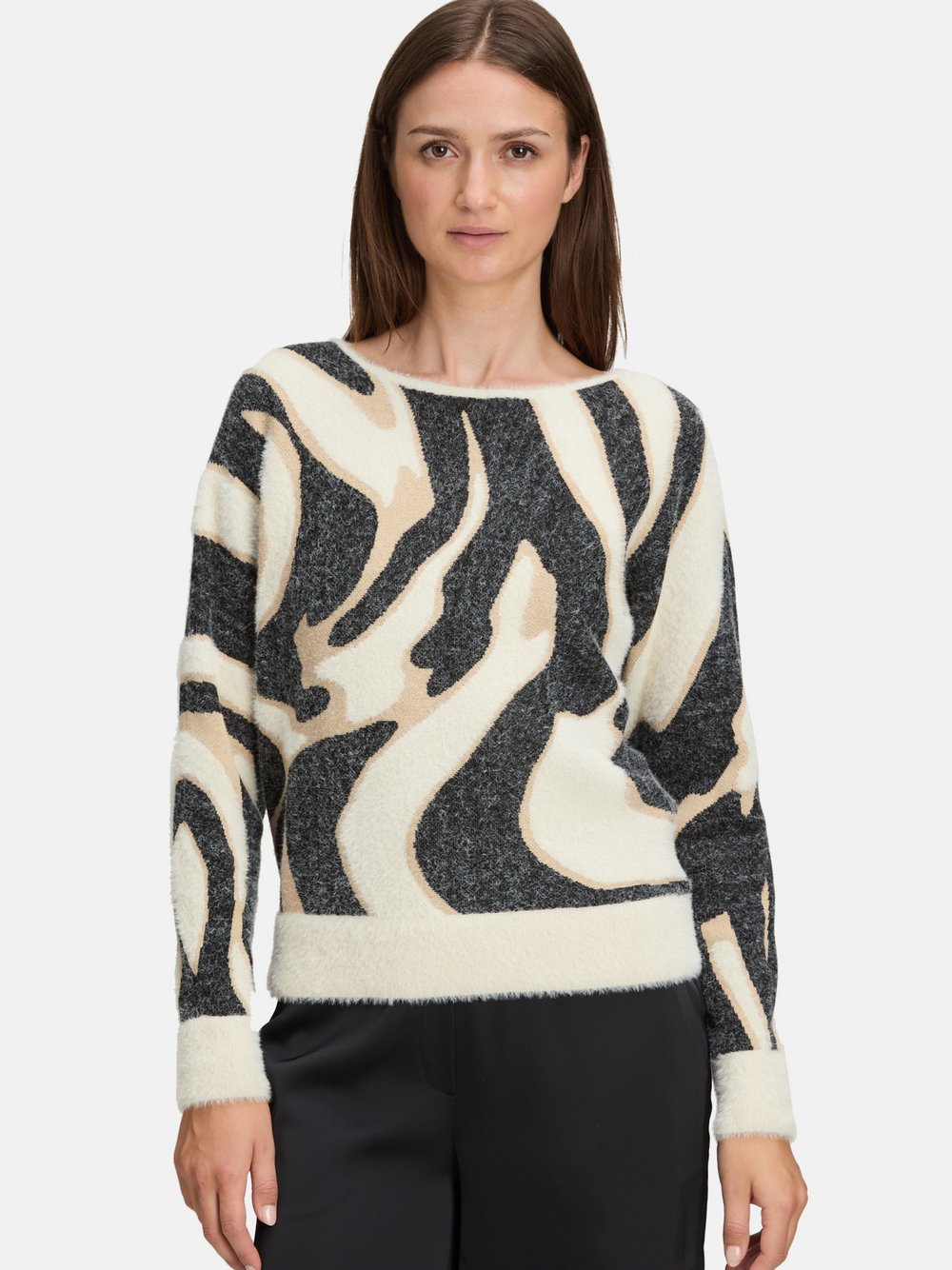 Thumbnail - Betty & Co Strickpullover Damen Polyamid weiß gemustert, 36